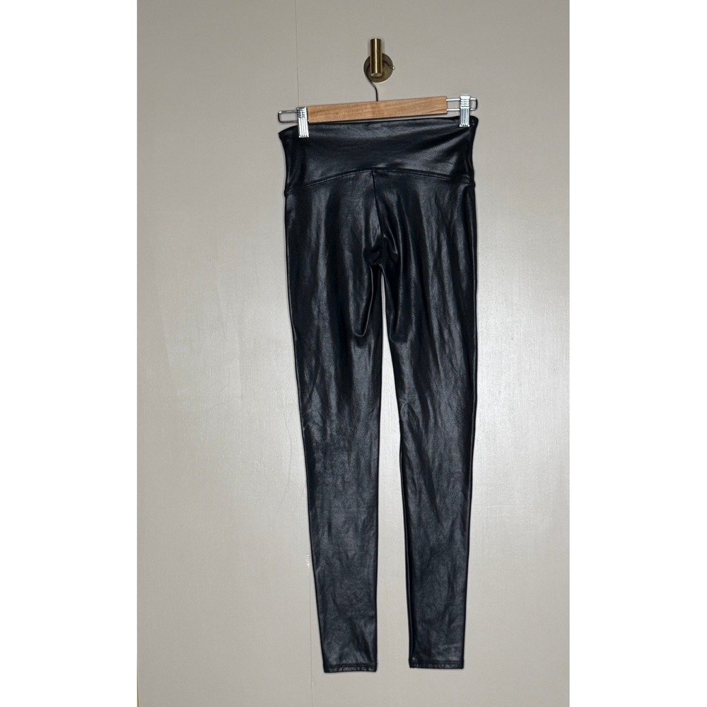 SPANX Faux Leather Leggings Black High Rise Skinny Pants Medium - Picture 3 of 4